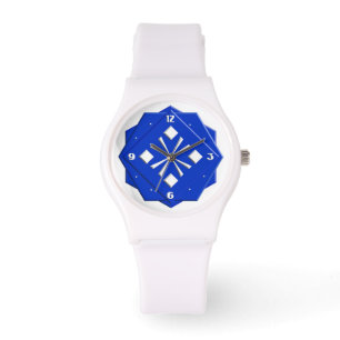 Art Deco sapphire blå geometric mönster Armbandsur