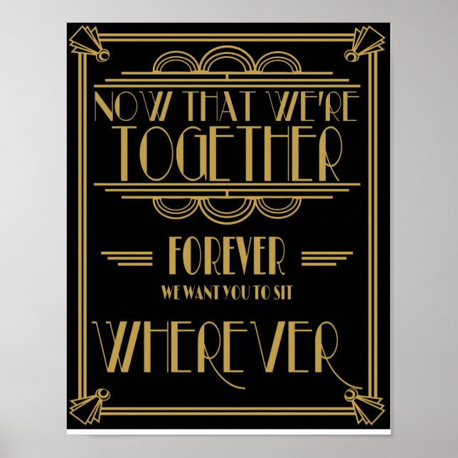 Art Deco-sätesplan Sätt dig var du än skriver ut Poster (Framsidan)