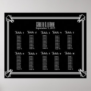 Art Deco-sätet i bord plan bröllop Poster