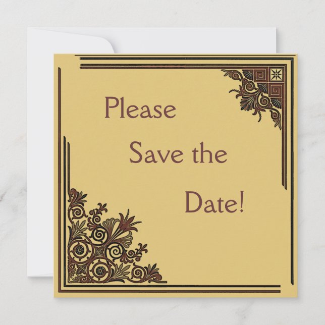 Art Deco Save the Date-kort Spara Datumet (Framsida)