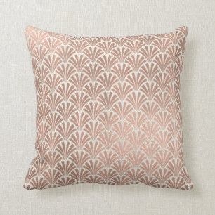 Art Deco Scale Seashells Ivory Beige Ro Guld Kudde