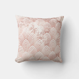 Art Deco Scales Copper Vit ros Guld Rosa Marble Kudde