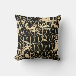 Art Deco Scales Geometry Black Sepia Guld Marble Kudde
