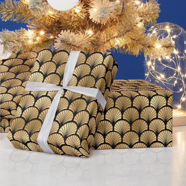 Art Deco Scallop Fan Radiating Pattern Design Presentpapper (Helgdagar)