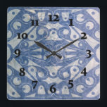 ART DECO SCANDINAVIAN BLUE by Slipperywindow Fyrkantig Klocka<br><div class="desc">Låt inte mönster merifiera dig in i en annan tidsdimension och räkneutrymme. Det är en bra varning. Bild efter bildfönster.</div>