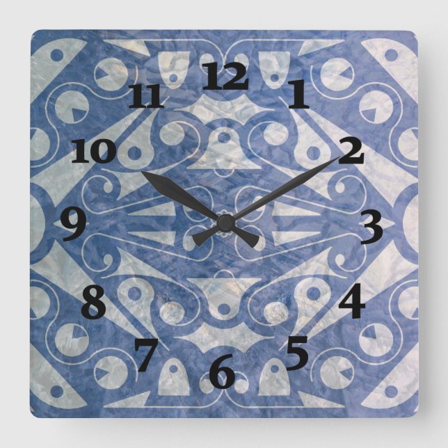 ART DECO SCANDINAVIAN BLUE by Slipperywindow Fyrkantig Klocka (Framsida)