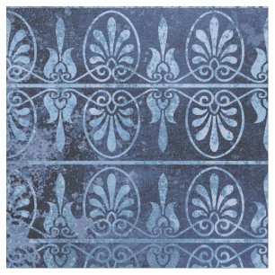 Art Deco-Scrollsar och Fläkt på Blue Tyg