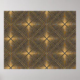 Art Deco Seamless Geometric Mönster. Elegant Wallp Poster