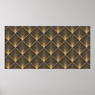 Art Deco Seamless Geometric Mönster. Elegant Wallp Poster