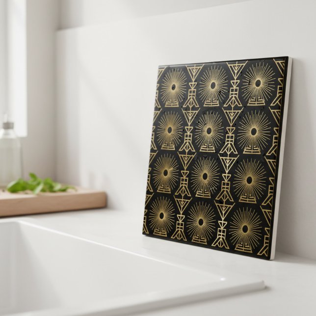 Art Deco Seamless Starburst Geometric Pat#8 ID1196 Kakelplatta (Skapare uppladdad)