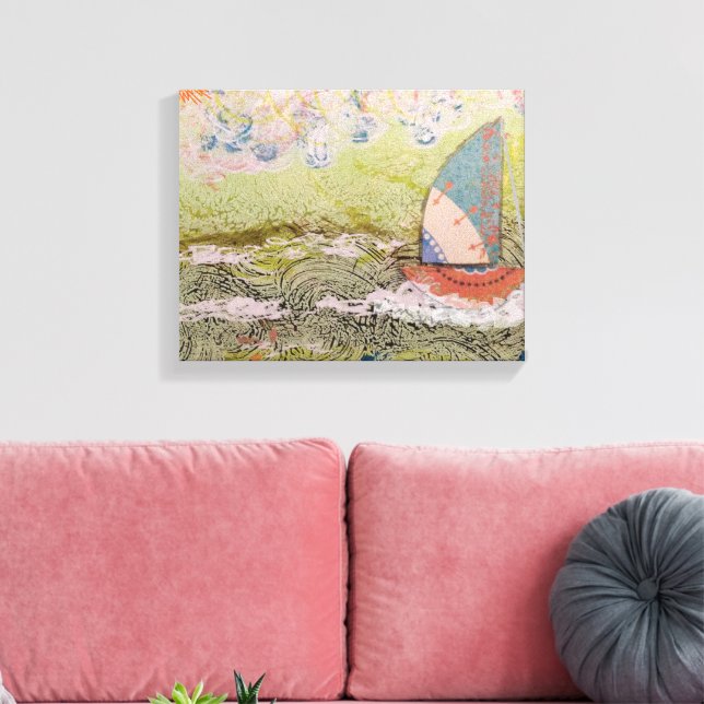 Art Deco Segelbåt  Canvastryck (Insitu (Vardagsrum))