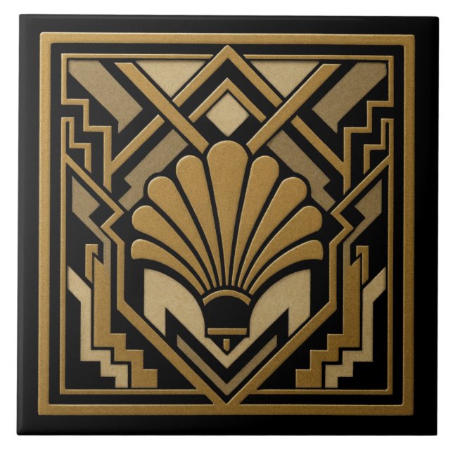 Art Deco Shell Design Kakelplatta (Framsidan)