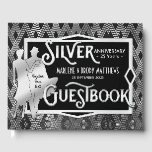 Art Deco Silverbröllop Great Gatsby Gästböcker