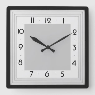 Art Deco simple grått Fyrkantig Klocka