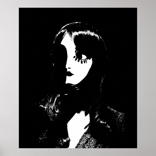 Art Deco - Sin City Stil Woman - Black & White Poster (Framsidan)