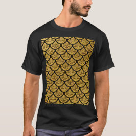 Art Deco-Sjöjungfru - Svarta och Guld T Shirt