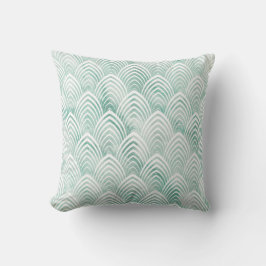 Art Deco-skalor Aqua Mint White Geometry Marble Kudde