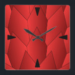 Art Deco-skalor design Röda kvadratväggslås Fyrkantig Klocka<br><div class="desc">Bild av väggurteckning som du kan anpassa med valfri text. Om du behöver hjälp med att anpassa kontaktar du oss genom länken på den här sidan. Art deco klocka.</div>