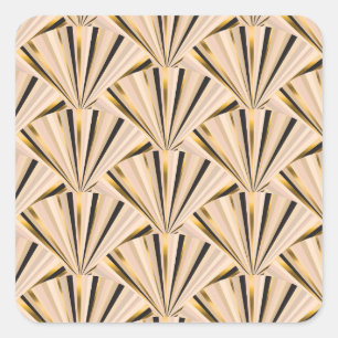 Art Deco-skalor: Geometric Golden Glamor Fyrkantigt Klistermärke