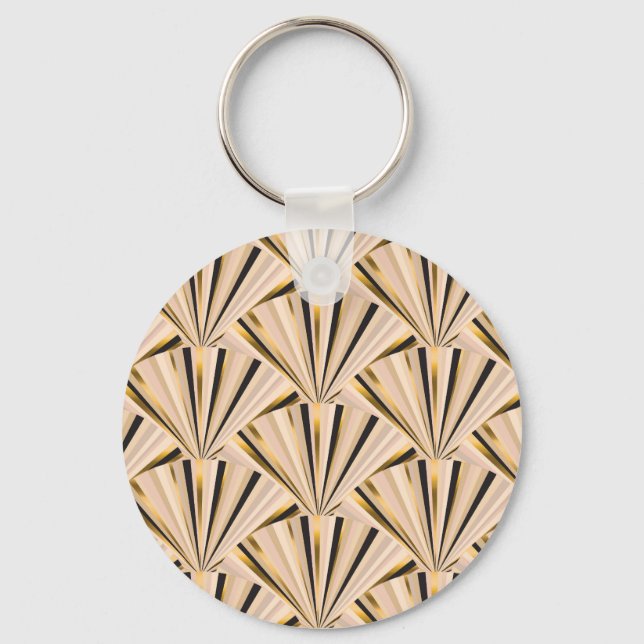 Art Deco-skalor: Geometric Golden Glamor Nyckelring (Framsida)