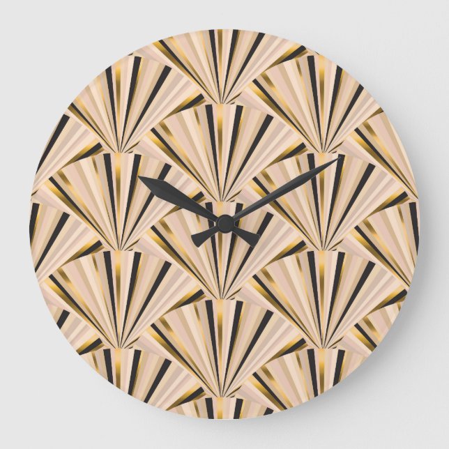 Art Deco-skalor: Geometric Golden Glamor Stor Klocka (Framsida)