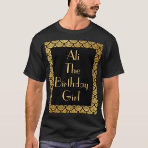 Art Deco-skalor - Sjöjungfrun Black & Guld T Shirt
