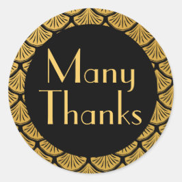 Art Deco-skalor - Svarta & Guld Tack så mycket för Runt Klistermärke