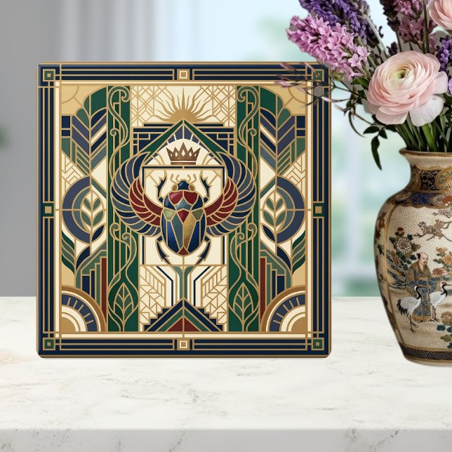 Art Deco Skarabé Egyptisk Sol Design Kakelplatta (Skapare uppladdad)