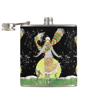 Art Deco Skater Girl i Snö Fickplunta