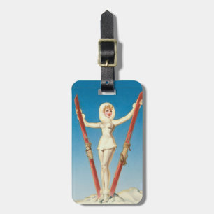 Art Deco Ski Blonde Pin Up Bagagebricka