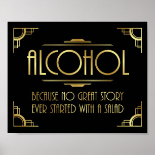 Art Deco Skriv ut GATSBY ALCOHOL-offertsignatur Poster