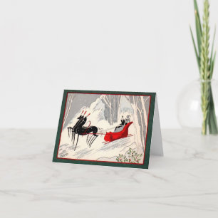 Art Deco släde Julfirande Kort
