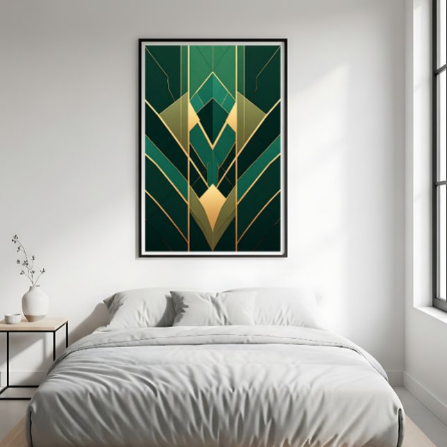 Art Deco Smaragdgrön och Guld Geometrisk Canvastryck (Skapare uppladdad)