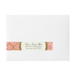 Art Deco Snäcka Faux Gold Foil OSA Returadress Etikettband