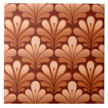 Art Deco Snäcka Mönster, koppar och Rust Brown