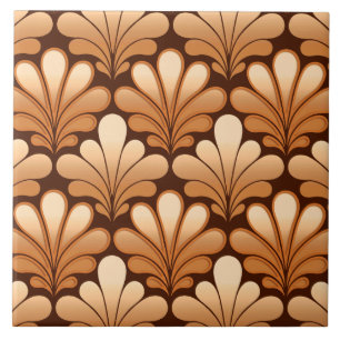 Art Deco Snäcka Mönster, Ro Guld och Mörk Brown Kakelplatta