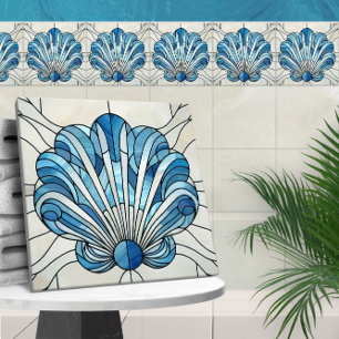 Art Deco-Snäckan Glass Mosaic Scallop Kakelplatta