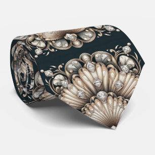Art Deco Snäckskal Falska Diamanter Falsk Silke  Slips