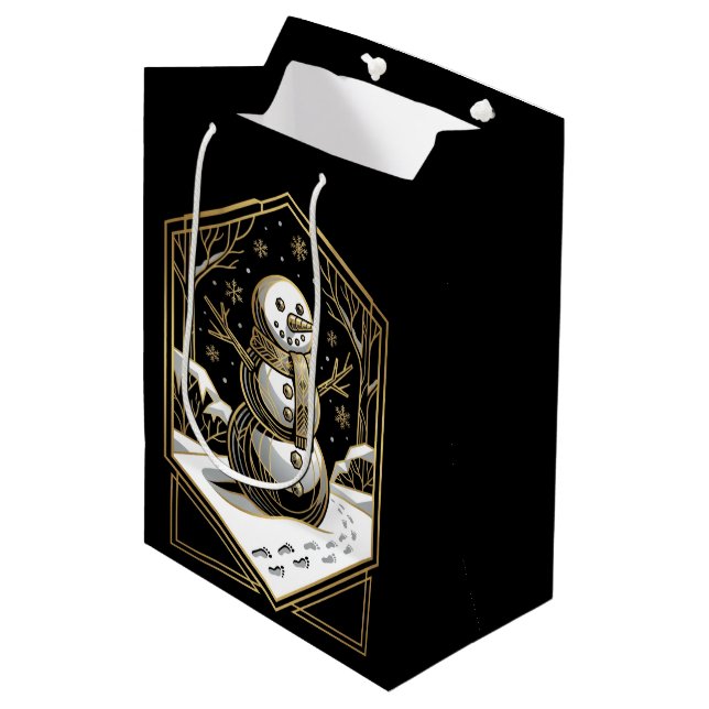Art Deco Snömannen Presentpåse (Framsidan Vinklad)