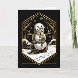 Art Deco Snowman Christmas Card Helgkort