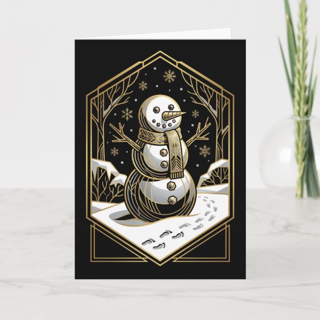 Art Deco Snowman Christmas Card Helgkort (Framsida)