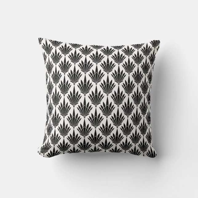 Art Deco-Snyggt, monokrome Kudde (Framsida)