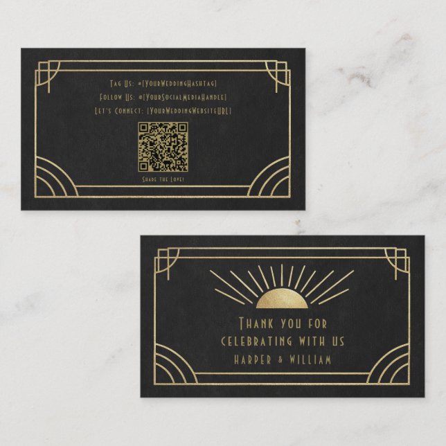 Art Deco Social & Thank You Cards Visitkort (Fram/baksida)