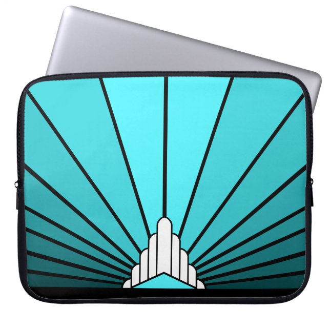 Art deco sol i aqua Electronics Bag Laptop Fodral (Framsidan)