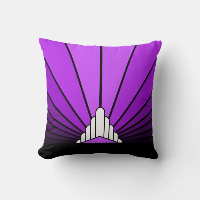 Art deco sol i lila Dekorativ kudde (Framsida)