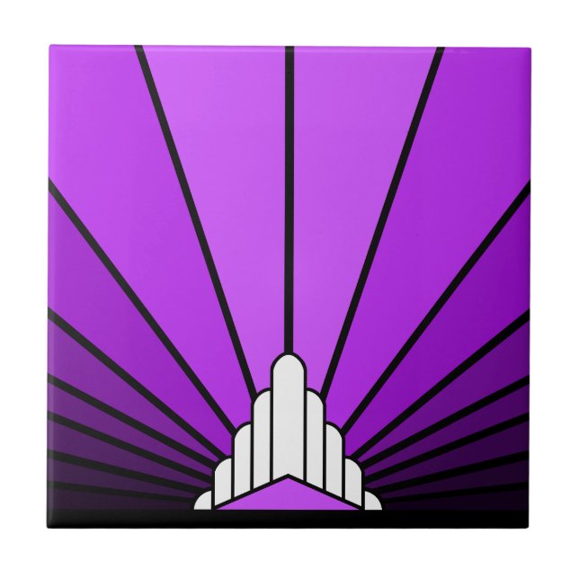 Art deco sol i lila kakelplatta (Framsidan)