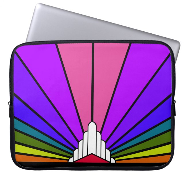 Art deco sol i radion Electronics Bag Laptop Fodral (Framsidan)