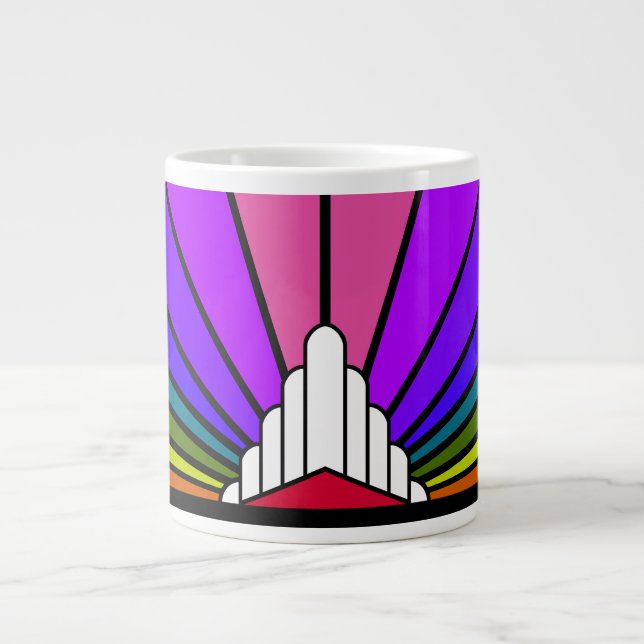 Art deco sol i regnbåge jumbo mugg (Framsidan)