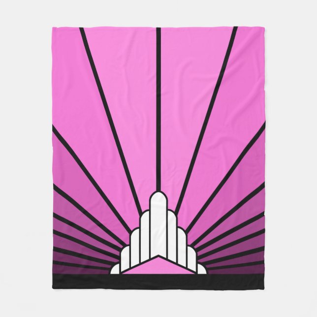 Art deco sol i rosa Fleece Blanket (Framsidan)