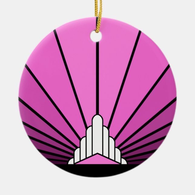 Art deco sol i rosa julgransprydnad keramik (Framsidan)